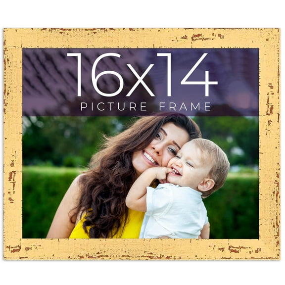 16x14 Frame Yellow Real Wood Picture Frame Width 1.25 inches | Interior Frame Depth 0.5 inches |