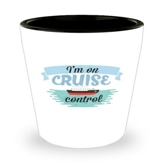 Cruise Vacation Shot Glass - "I'm On Control" Ocean Travel Souvenir, 1.5oz Mini Cup