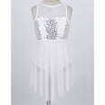 thumbnail image 3 of Hansber Kids Girls Sequins Criss-Cross Back Irregular Hem Ballet Modern Lyrical Dance Dress A White 16, 3 of 6