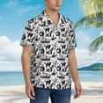 thumbnail image 5 of Fotbe Black White Halloween Hawaiian Shirt for Men Unisex Summer Beach Casual Short Sleeve Cotton Linen Button Down Shirts-Medium, 5 of 9