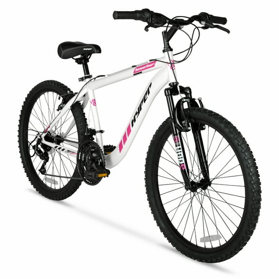 Hyper Bicycles 24” Girl’s Boundary Mountain Bike, White and Pink