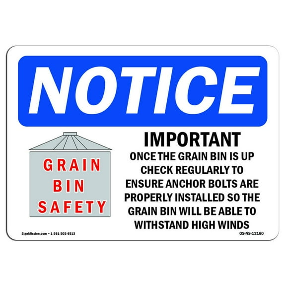 OSHA Notice Signs - Grain Bin Silo Safety | Decal | Protect Your Business, Construction Site, Warehouse & Shop Area |  Made in the USA