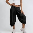 thumbnail image 4 of Loose Capri Pants for Women Elastic Waist Lightweight Casual Shorts Summer Outdoor Cropped Pants, 4 of 7