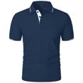 thumbnail image 4 of hoksml Man Polo T Shirts Leisure Solid Color Collared Elastic Cuffs Short Sleeve Summer Fashion Versatile Turndown Collar Colour Blocking Top 2025 on Clearance, 4 of 6