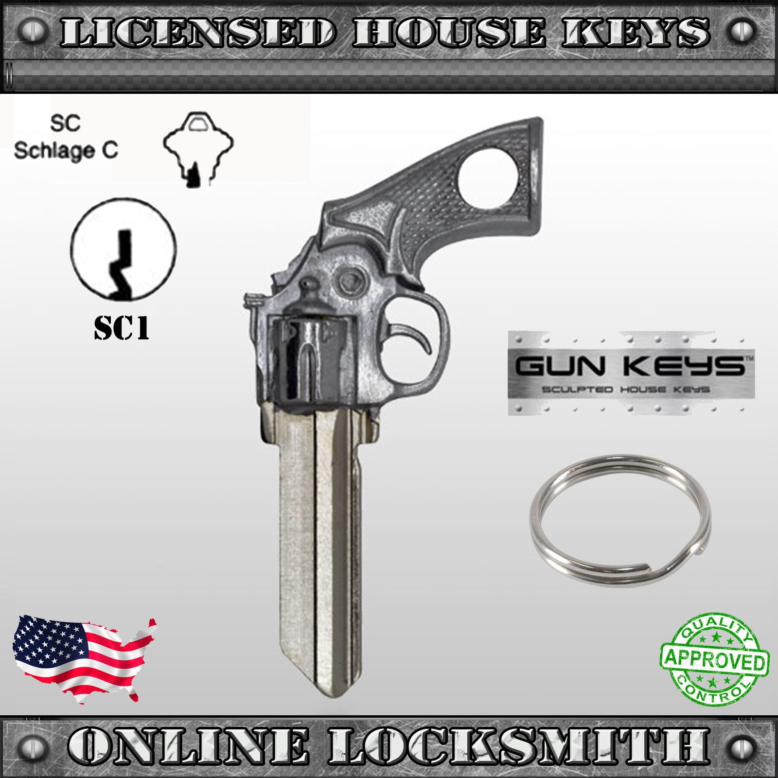 Rifle Schlage SC1 house key blank. 