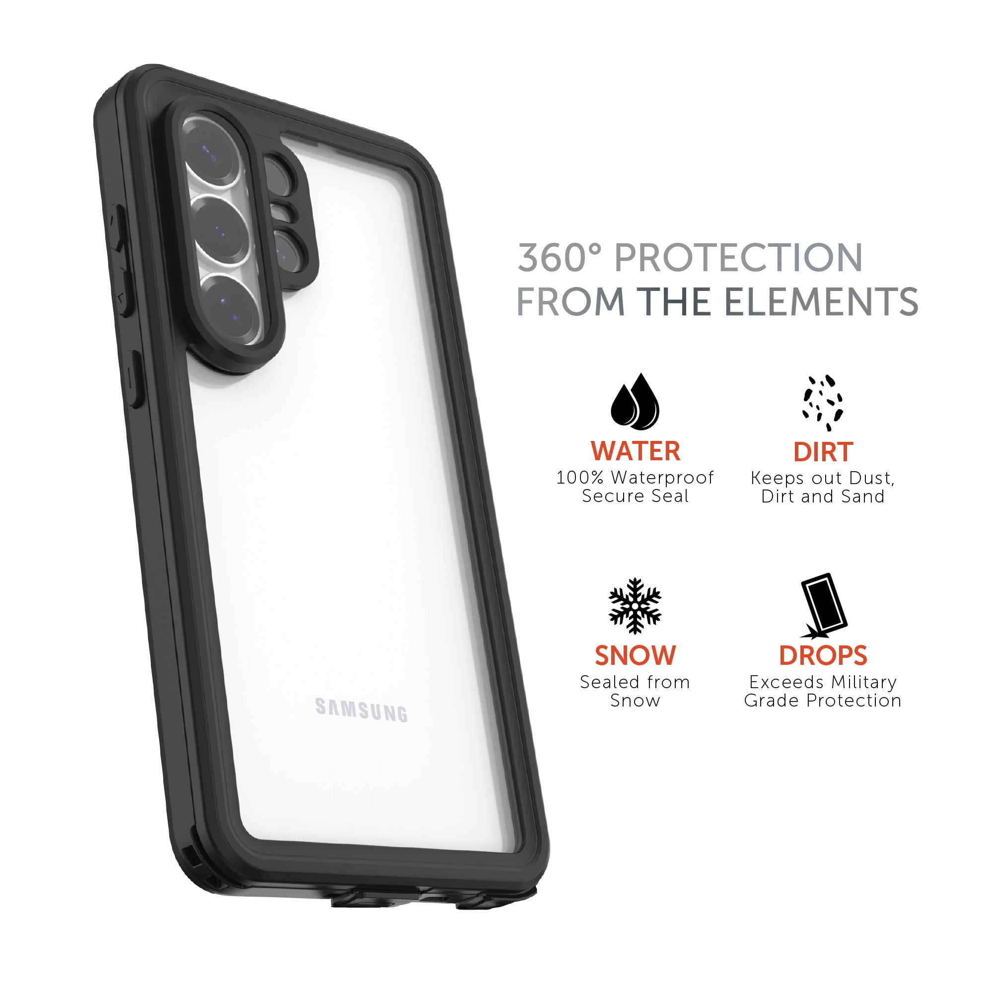 Body Glove Tidal Waterproof Phone Case for Samsung Galaxy S26 Ultra - Black/Clear