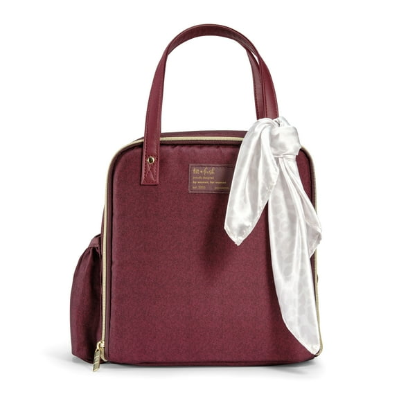 Fit & Fresh Wichita Women's Lunch Bag, Large Insulated Tote Bag, Includes Fashion Scarf, Feline Fine Ivory Scarf