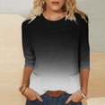 thumbnail image 2 of DeHolifer Women's Tops Summer Trendy 3/4 Sleeve Gradient Color Crewneck Lightweight Tee T-Shirts with Pocket Black 2XL, 2 of 4