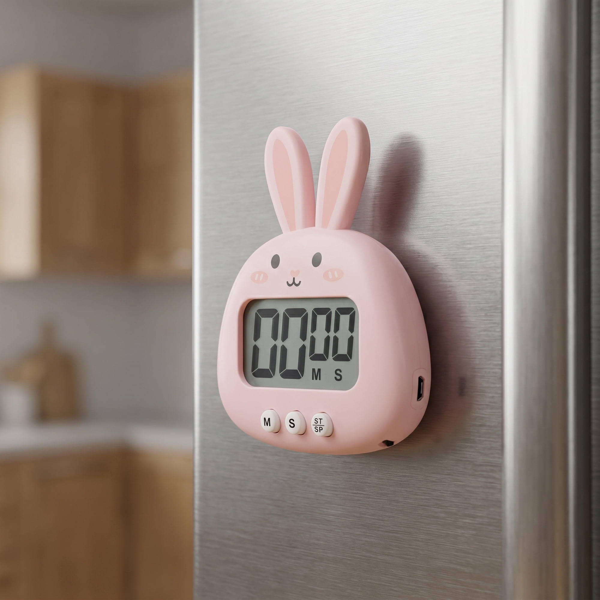 Unique Bargains Digital Kitchen Timer with Loud Alarm and Magnetic Backing Pink Rabbit