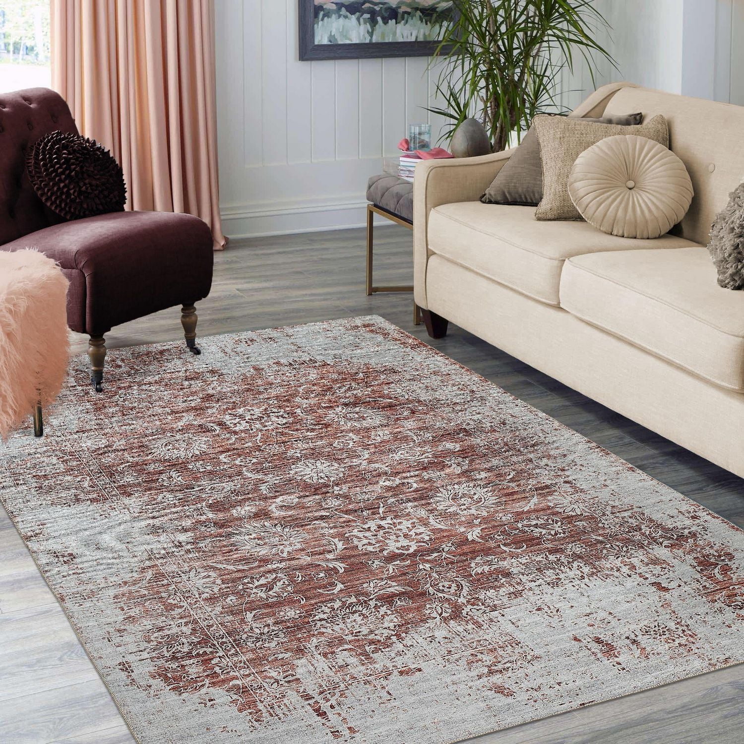 Rug Branch Emir Collection Traditional Oriental Distressed Water-Repellent Area