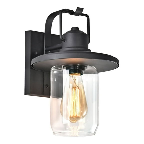 Lighting CHRISTOPHER Transitional 1 Light Textured Black Outdoor Wall Sconce 12" Height