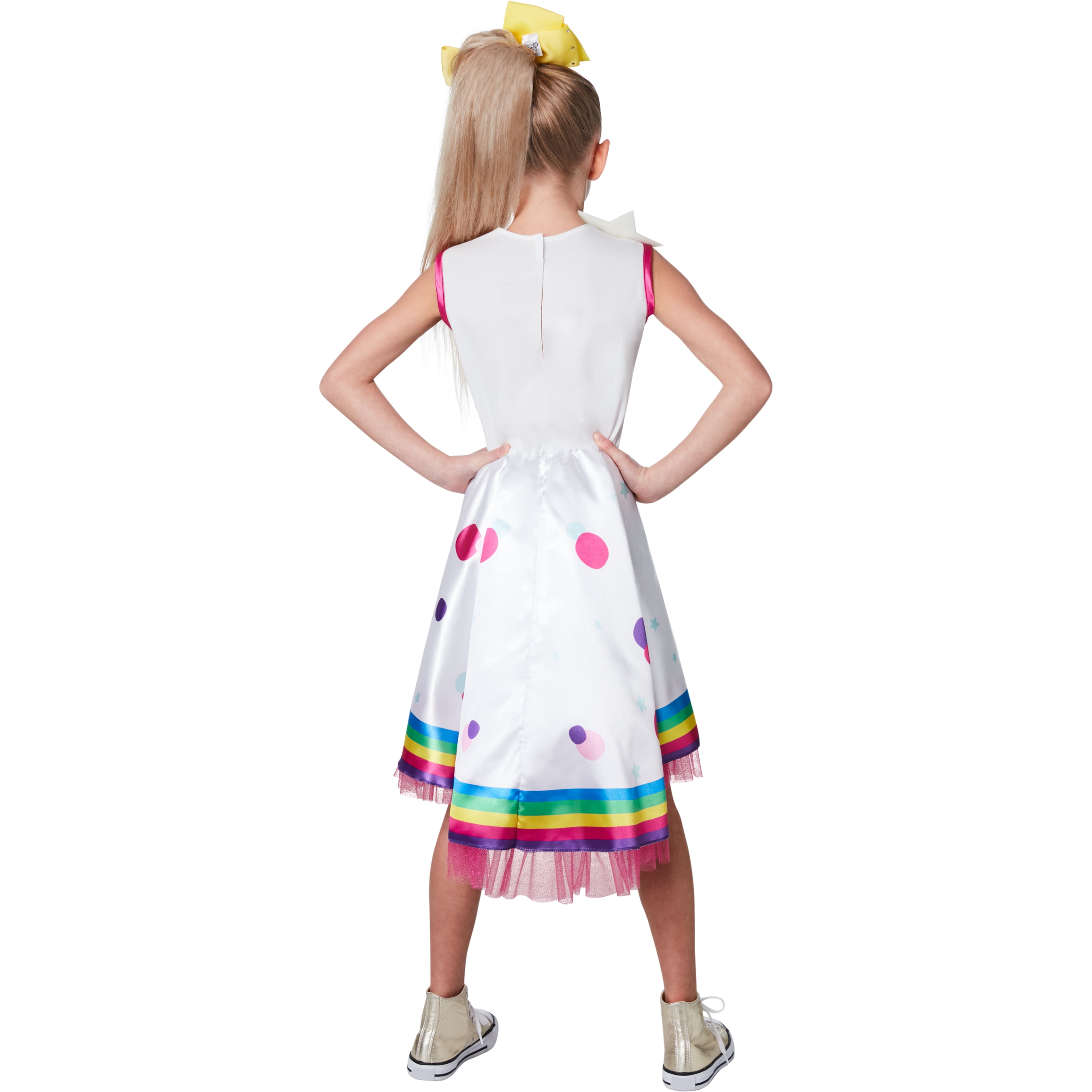 Girls Officially Licensed Nickelodeon Jojo Siwa Emoji Dress Halloween Costume M, White, Pink and Light Blue