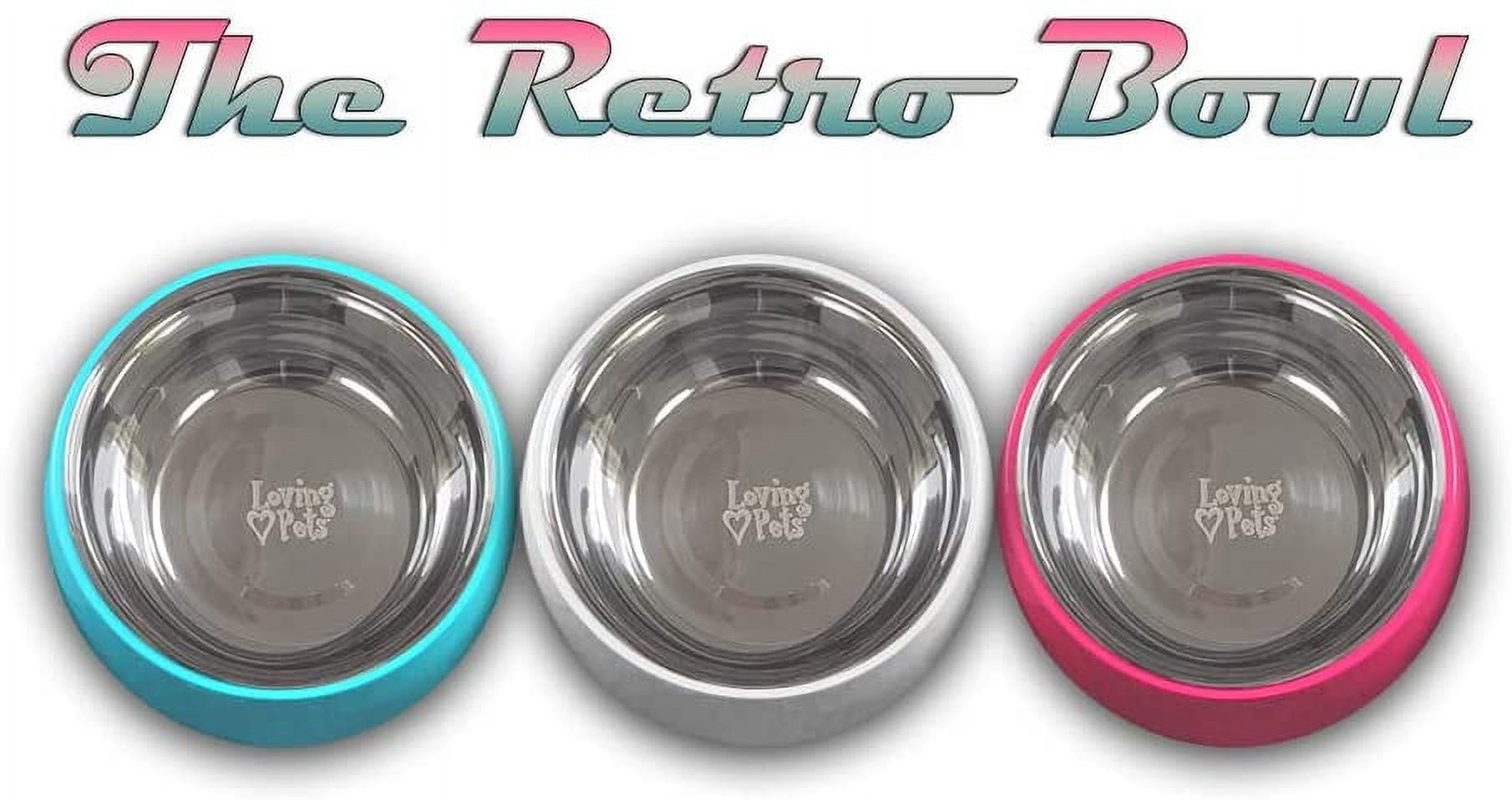Loving Pets - Retro Bowl Dog Food Water Bowl No Tip Stainless Steel Elevated Pet Bowl No Skid Spill Proof (Large, Pink) Large Hot Pink