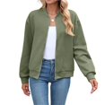 thumbnail image 4 of Wevis Autumn Zip Up Jacket for Women Long Sleeve Stand Collar Short Coat Casual Loose Fall Coat, 4 of 6