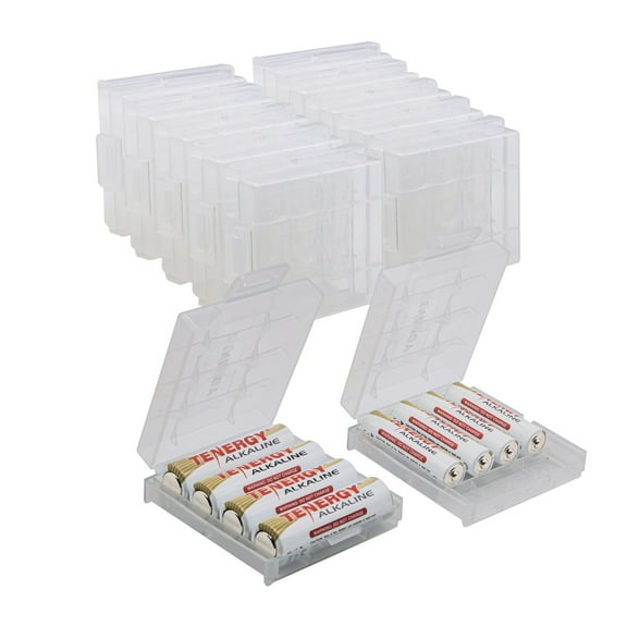 Tenergy Plastic Battery Case for AA and AAA Size Batteries, 10 Pack (Batteries sold separately)
