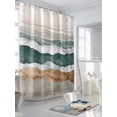 thumbnail image 3 of Abstract Wave Shower Curtain, Lines Green White Brown Ombre Modern Art Waterproof Shower Curtain Set with 12 Hooks Lightweight Washable Fabric Shower Curtains for Bathroom 36x72 Inches, 3 of 6