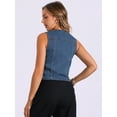 thumbnail image 4 of DARING DIVA Women's Denim Vest Jacket Sleeveless Jean with Pockets Top XS Blue, 4 of 6