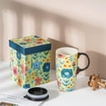 thumbnail image 2 of Topadorn Ceramic Travel Mug with Lid Coffee Mug with Gift Box Latte Mug Coffee Cup,17oz. Flower, 2 of 8