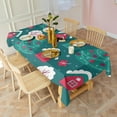 thumbnail image 3 of Dark Green Christmas Tree and House Pattern Rectangle Tablecloth 60"x102",Waterproof Polyester Rectangle Table Cloth, Wipeable Spillproof Polyester Tablecloth for Dining, Camping, Indoor and Outdoor, 3 of 6