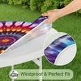 thumbnail image 5 of Colorful Rainbow Tie Dye Spiral Pattern Round Fitted Tablecloth with Elastic Edge,Dining Table Cover Waterproof,Outdoor Round Tablecloth for Camping,Dining,Indoor and Outdoor, 5 of 7
