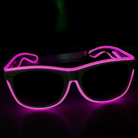 

Popvcly Flashing Led Glasses Luminous Party Decorative Lighting Classic Gift Bright LED Light Up Party Sun Glasses Rose red
