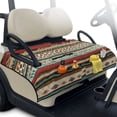 thumbnail image 2 of COEQINE Golf Cart Seat Cover with Carry Handle for Storage, Fits for EZGO Yamaha Club Car (51.2x30.3 Inches), with Quilted Padding & 4 Storage Pockets, Easy Wash, Leopard Print Ethnic Tribal, 2 of 8