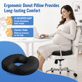 thumbnail image 6 of Qutool Donut Pillow for Tailbone Pain Support, Hemorrhoid Cushion, Orthopedic Memory Foam Seat Cushion, Black, 6 of 9