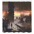 thumbnail image 3 of Ambesonne Fantasy Shower Curtain, Sci-Fi Empty City Robot, 69"Wx84"L, Dark Taupe Salmon, 3 of 3