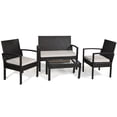 thumbnail image 3 of Costway 4 Pc Rattan Patio Furniture Set Garden Lawn Sofa Wicker Cushioned Seat brown, 3 of 10
