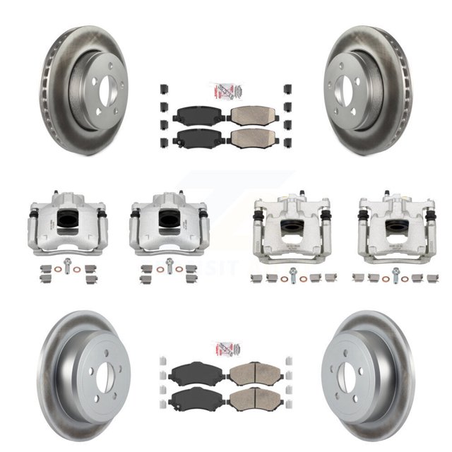Transit Auto Front Rear Disc Brake Caliper Coated Rotors and Ceramic Pads Kit (10Pc) for Car Dodge Nitro KCG-102118N