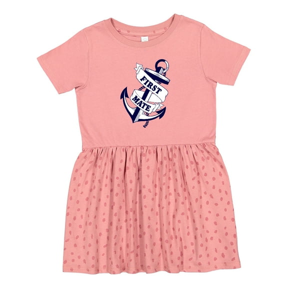 Inktastic First Mate with Anchor and Banner Girls Toddler Dress