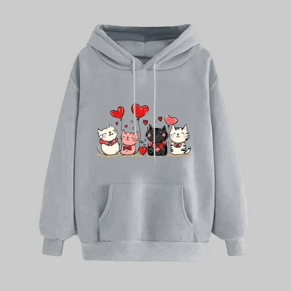 VgaVtl Valentines Day Womens Hoodies Plus Size Graphic Long Sleeve Womens Sweatshirts Festivals Pullover Pocket Tops
