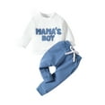 thumbnail image 1 of xiaxaixu Toddler Boy 2PCS Pants Set Baby Letter Print Round Neck Sweatshirt and Drawstring Pants Outfits Newborn Pants Suits, 1 of 9