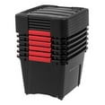 thumbnail image 5 of IRIS USA 19 Qt Stackable Plastic Storage Bins with Lids, 6 Pack - BPA-Free, Made in USA - Garage Organizing Solution, Latches, Durable Nestable Containers, Secure Pull Handle - Black, 5 of 6
