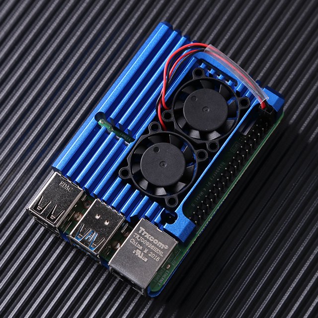 Protective Cover with Dual Cooling Fan Armor Case Fit for Raspberry Pi 4 Model B