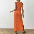 thumbnail image 4 of TMOYZQ Women’s Beach Cover Ups Dress Crochet Sleeveless Hollow Out Side Split Maxi Knit Bikini Beachwear, 4 of 6