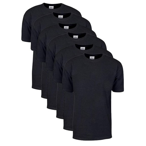 6 Pack Shaka Wear Men's Max Heavyweight Short Sleeve Crew Neck T-Shirt - Charcoal Gray - Small