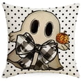 thumbnail image 4 of Juego de 4 fundas de almohada decorativas de Halloween, fundas de cojín cuadradas de lino y algodón para exteriores, sofá, hogar, 4 of 5