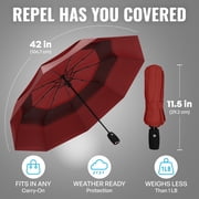 Repel Windproof Travel Umbrella, Auto Open Close Folding Umbrella Wind Tested to 100MPH