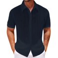 thumbnail image 2 of Camisa de Capa Base Al Aire Libre de Manga Larga de los Hombres de Verano Casual de Color Sólido de Punto con Cuello Abierto, Top de Manga Corta Transpirable, 2 of 7