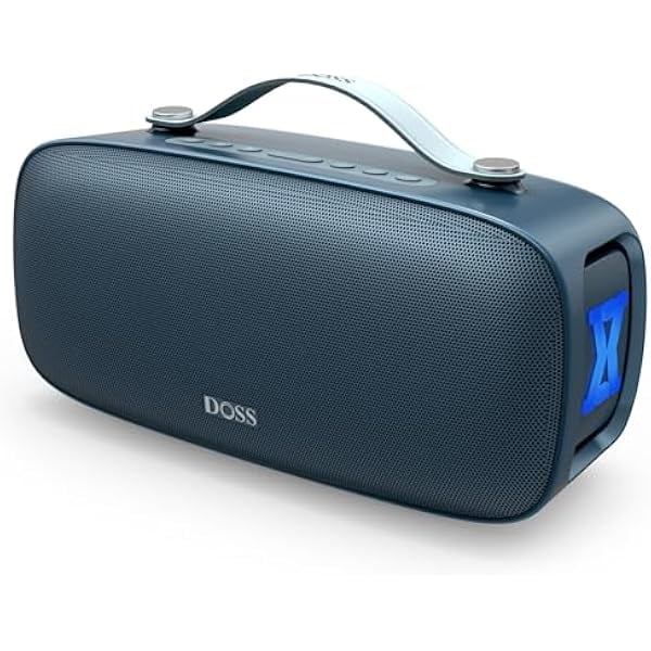 wonima11 Extreme Boom Pro D300 Bluetooth Speaker, 80W Immersive Sound, 3-Mode Pro EQ, 20H Playtime, Beat-Driven Lights, IPX6 Waterproof for RVS, Home Parties, White Elephant Gift for Men, Women- Blue
