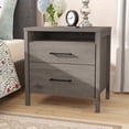 thumbnail image 4 of Modern Grey 2 Drawer Nightstand Cubby Storage Shelf, 4 of 5