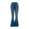 thumbnail image 4 of Women's Retro Flared Denim Pants, Slim Fit Stretch Jeans with Vintage Wash & Everyday Versatile Design,Blue 2XL, 4 of 5