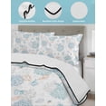 thumbnail image 3 of Twin XL Quilt Bedding Set, Blue Gray Coastal Reversible Summer Quilt 3 Pieces, Summer Beach Ocean Coral Conch Shell Lightweight Bedspreads Coverlets with 2 Pillow Shams for All Seasons, 3 of 5