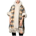thumbnail image 2 of Miqool Women's Boho Shawl Coat Open Front Poncho Knitted Plaid Shawl Wrap Cape Tassel Cardigan Sweater, 2 of 4