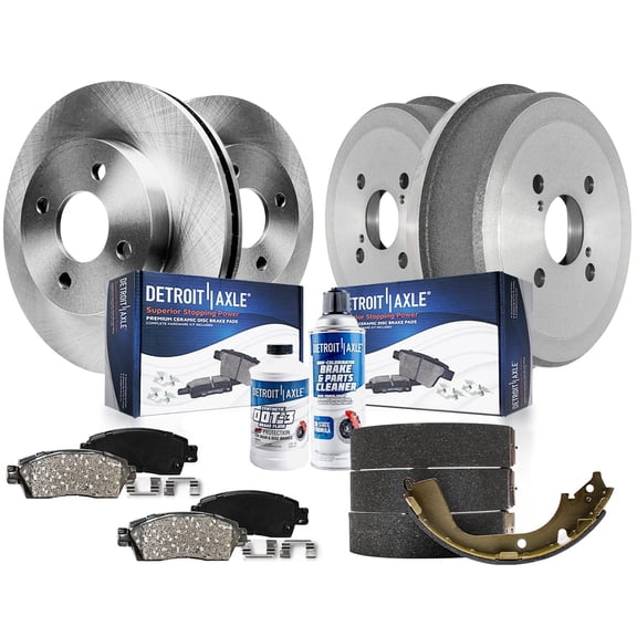 Detroit Axle - Brake Kit for 1993-1997 Toyota Corolla Geo Prizm Front Disc Brake Rotors Ceramic Brakes Pads 1994 1995 1996 Replacement Rear Brake Drums Brake Shoes