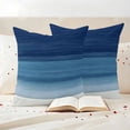 thumbnail image 3 of Navy Blue Ombre Outdoor Waterproof Pillow Covers, Modern Abstract Art Blue White Striped Decorative Square Throw Pillowcase Sofa Cushion Sham for Patio/Couch/Chair, 26"x26" 2 Pack, 3 of 8