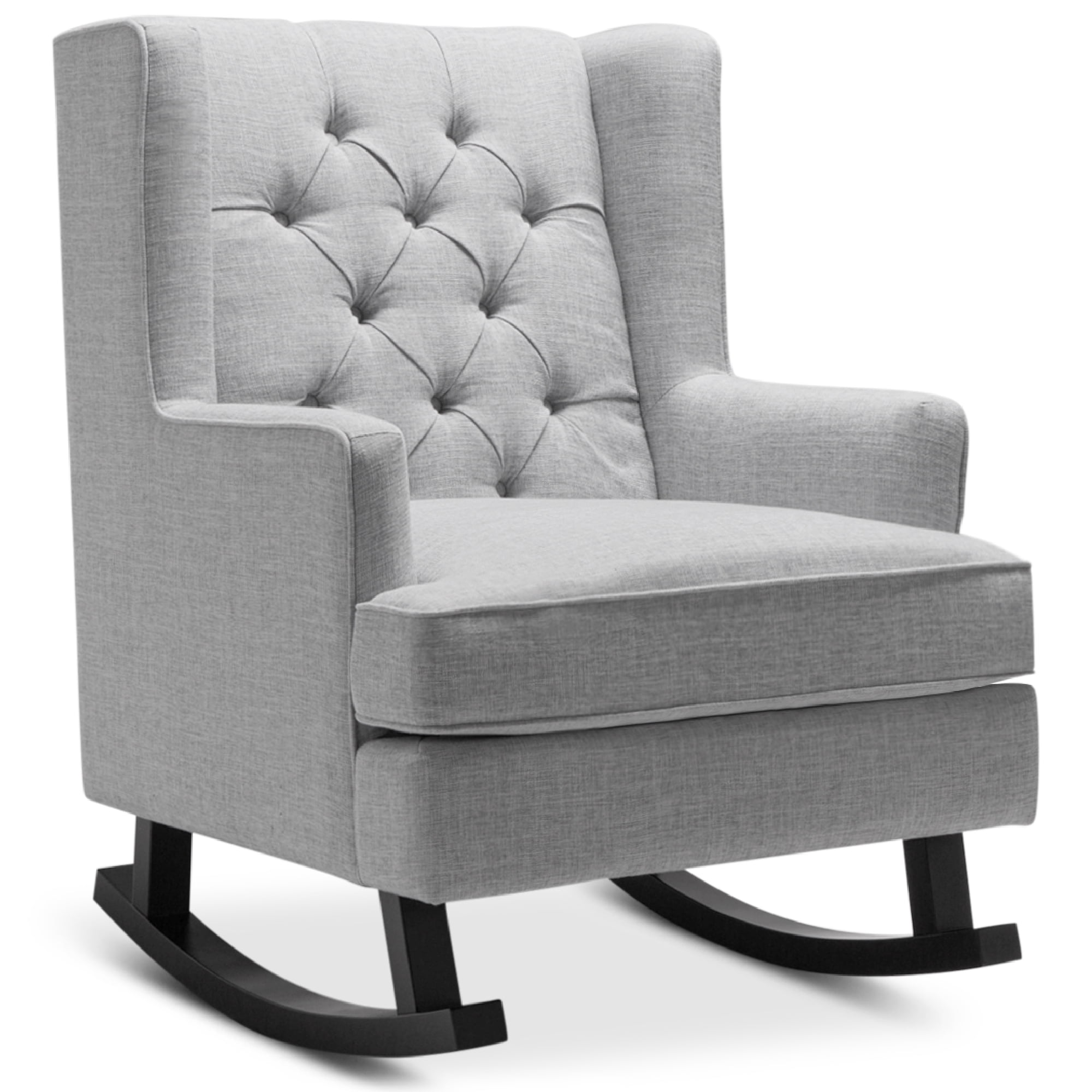 Best Choice Products Rocking Accent Chair, Tufted Upholstered Wingback for Home, Nursery w/ Wood Frame - Gray