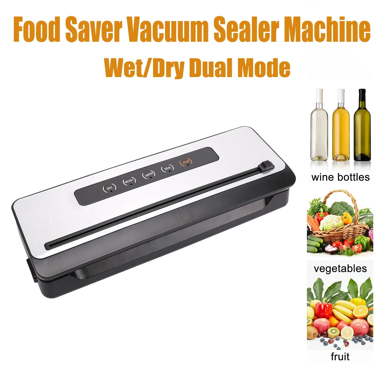 TEAFIRST Food Saver Vacuum Sealer, Vacuum Sealer Machine, Dry & Moist Food Preservation, Black