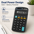 thumbnail image 3 of Mini 8-Digit Calculator, Solar and Battery Powered Pocket Size Basic Calculator for School, Office and Home, Black, 3 of 8